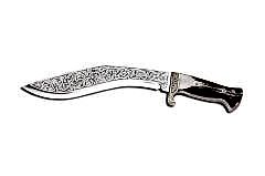 Bora 512 BG Kukri Geyik Boynuzu Saplı Gravürlü Bıçak